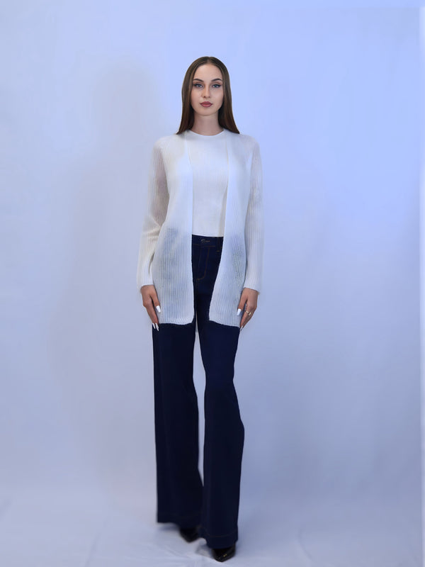 White mohair cardigan