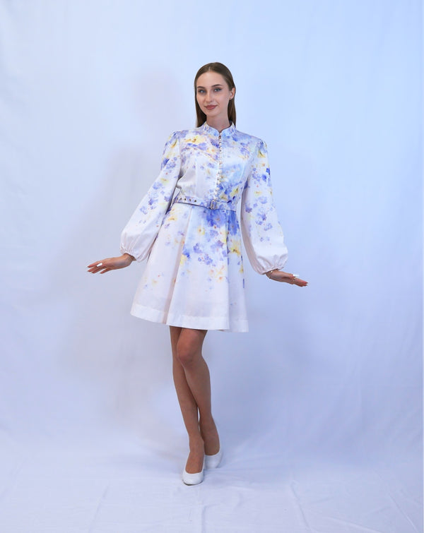 Linen dress with pearl buttons