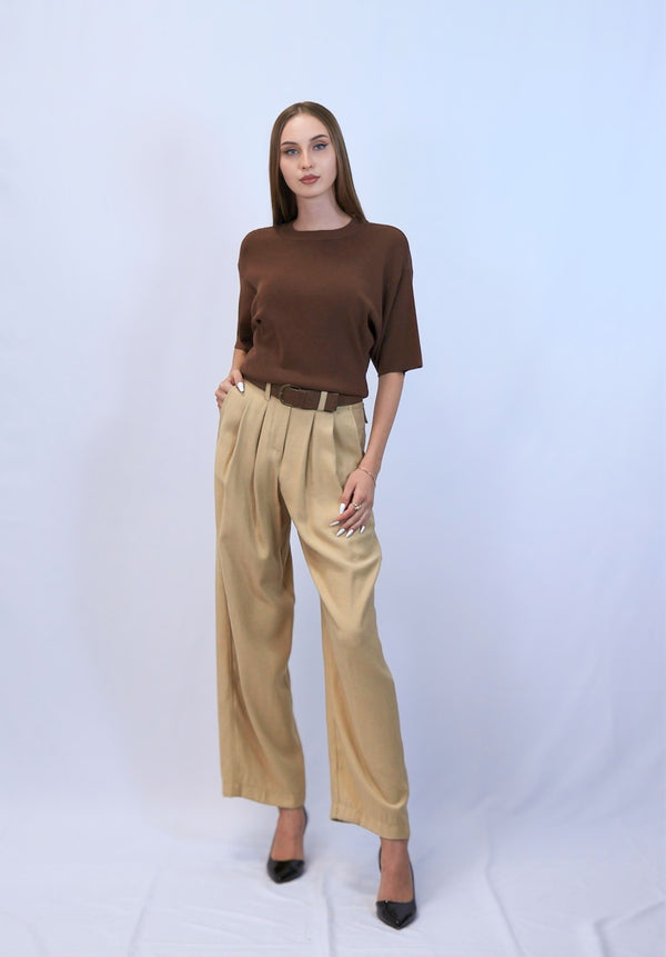 Camel-colored trousers