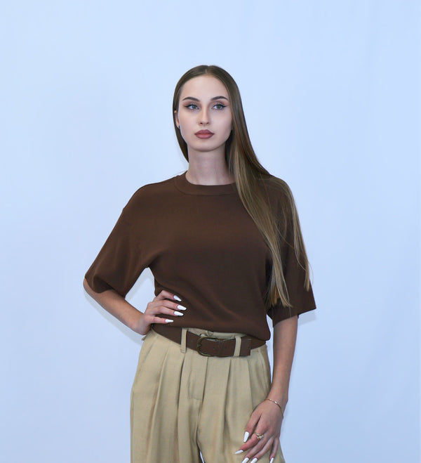 Knitted blouse with 3/4 sleeves