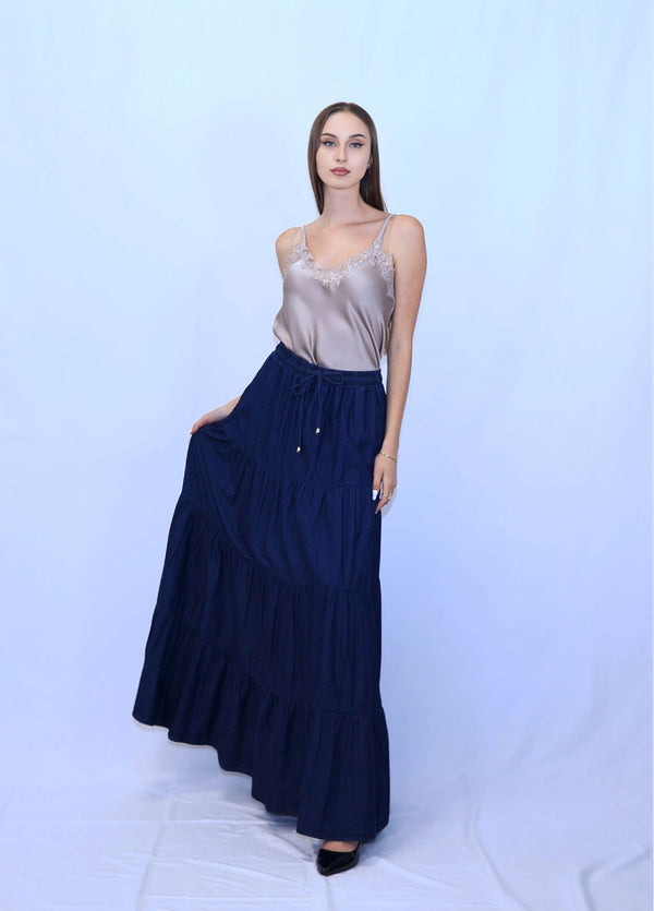 Maxi denim skirt