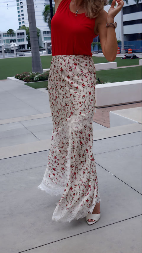 Flowing Satin Maxi Skirt