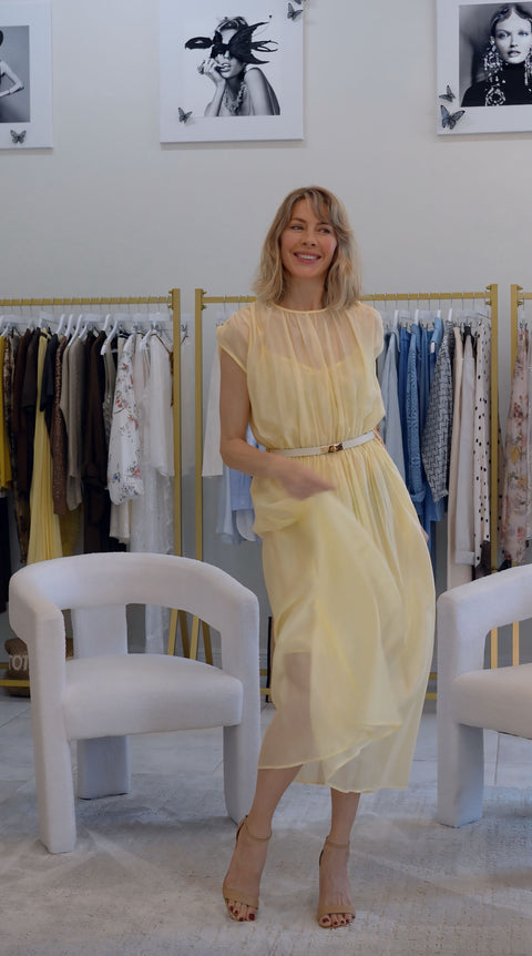 Light Summer Yellow Midi Dress