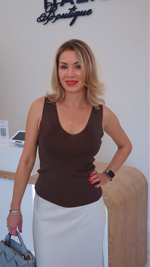 Chocolate Ribbed Tank